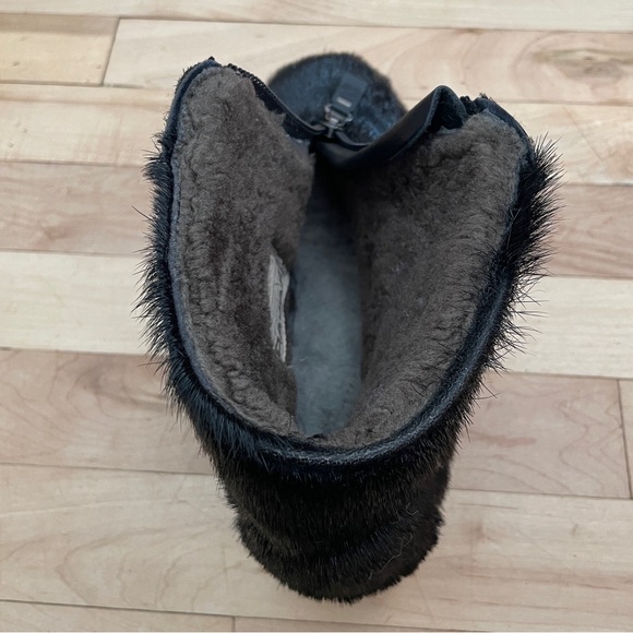 Vtg Pajar Black Seal Skin Genuine Shearling Lining Zip Ankle Boots - Sz 6.5 - Picture 11 of 14